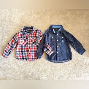 English Laundry Red and Blue Plaid Shirt with Denim Button Down shirt
